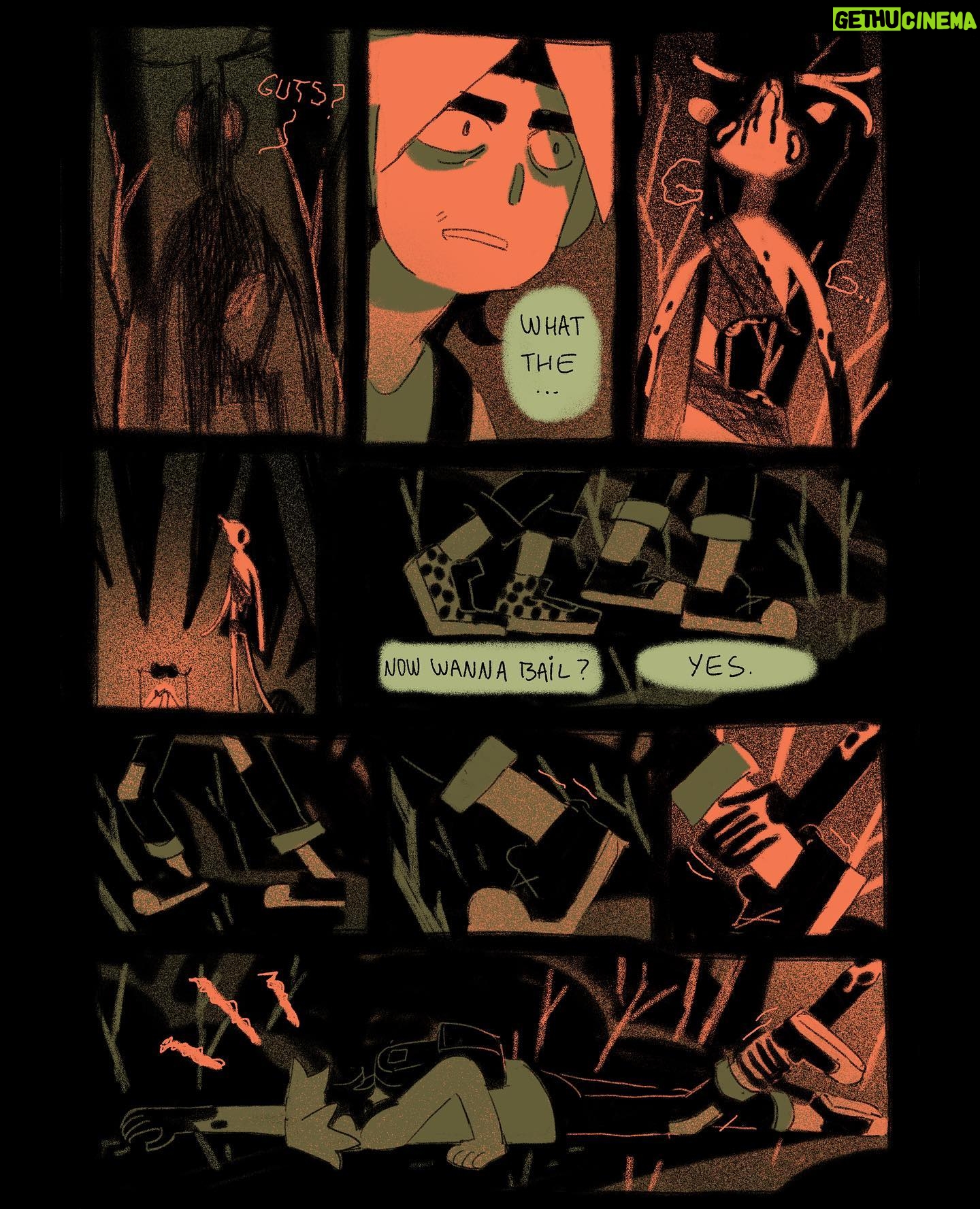 Ema Mlynarčíková - 1K Likes - 🥩🦴GUTS part 3
A comic about scary things.
CW: gore, toxic masculinity?, bad puns
Lineart done within the 24hour comic challenge. Thats why it gets sloppy towards the end haha.
If you’d like to support me, i uploaded a comfier pdf to my gumroad for a great price of 1€! (link in bio)
Enjoy #comic #comics #spooky #sliceoflife #gore #guts #halloween #procreate