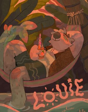 Ema Mlynarčíková Instagram - a lil promo poster for my upcoming VRChat avatar 🌴

#furryart #VRChatavatar #illustration #furry #vacation #anthro