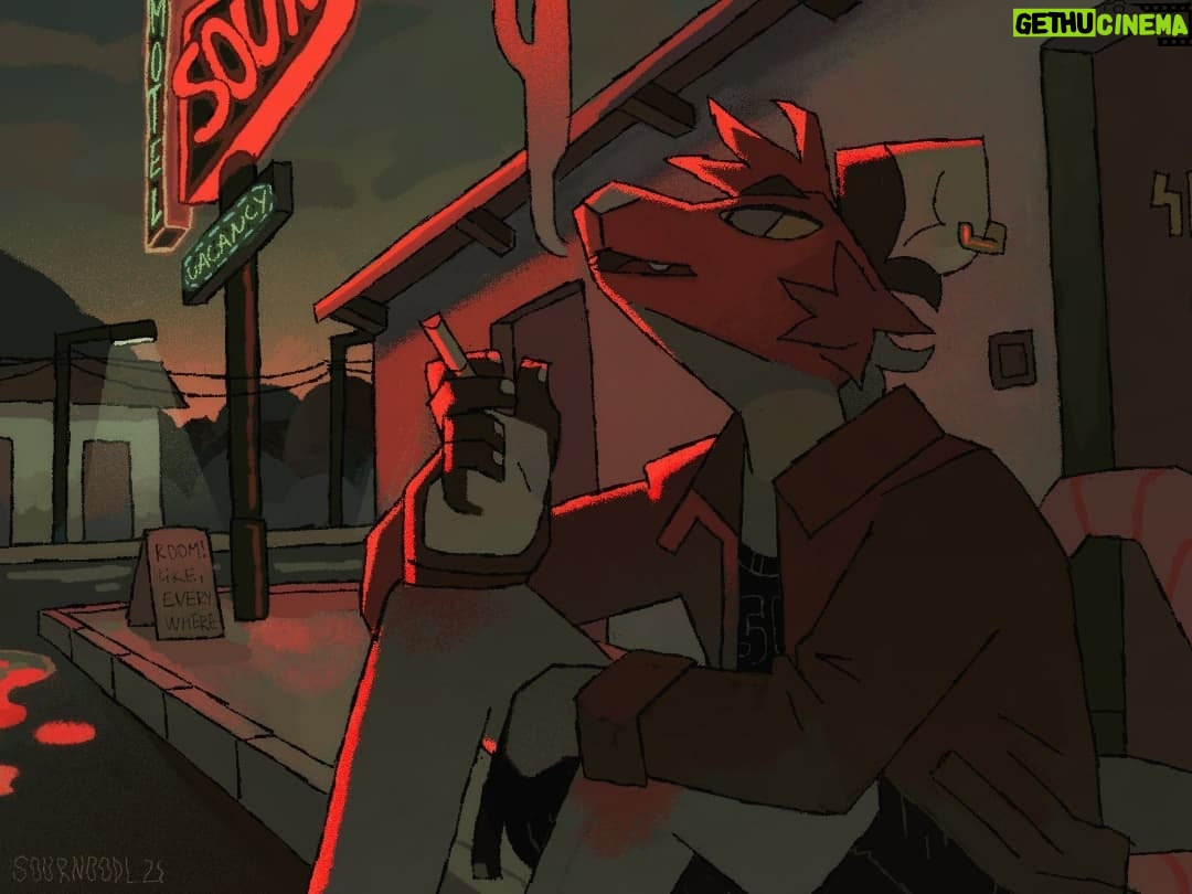 Ema Mlynarčíková - 2.4K Likes - Long overdue trade of a very cool possum gal #furry #furryart #anthro #illustration #motel #aesthetic