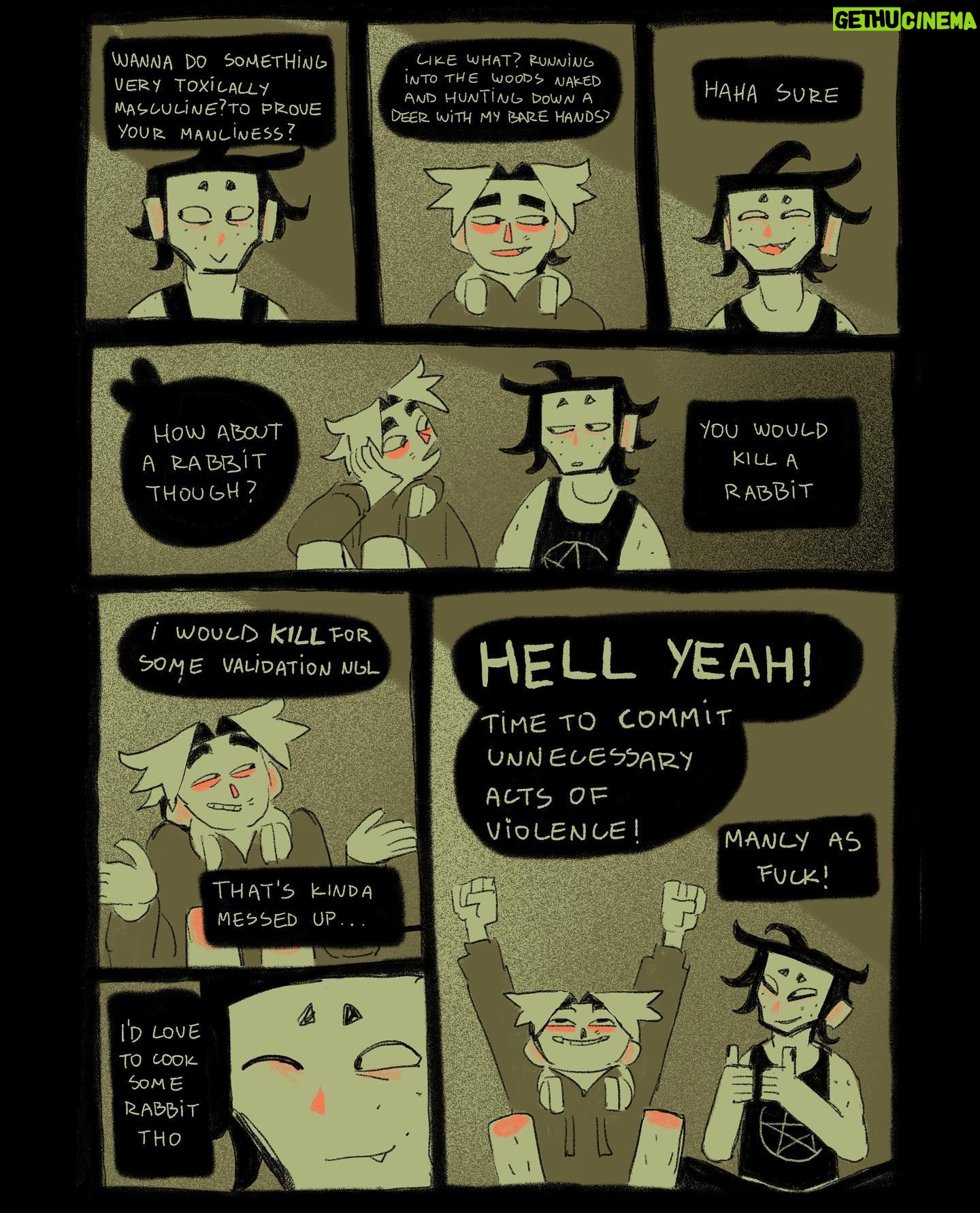 Ema Mlynarčíková - 1.4K Likes - 🥩🦴GUTS part 1
A comic about scary things.
CW: gore, toxic masculinity?, bad puns
Lineart done within the 24hour comic challenge. Thats why it gets sloppy towards the end haha.
If you’d like to support me, i uploaded a comfier pdf to my gumroad for a great price of 1€! (link in bio)
Enjoy
#comic #comics #spooky #halloween #gore #twobroschillinginaforest #procreate