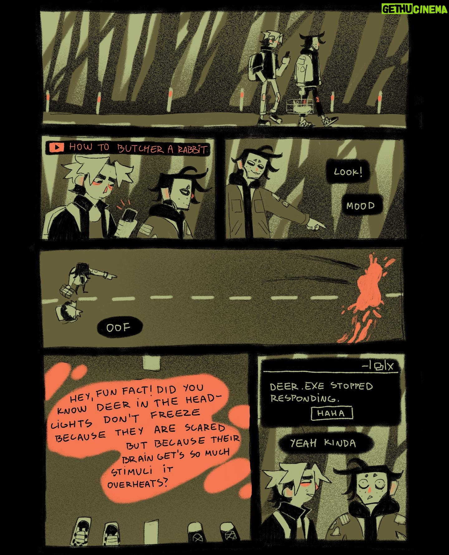 Ema Mlynarčíková - 1.4K Likes - 🥩🦴GUTS part 1
A comic about scary things.
CW: gore, toxic masculinity?, bad puns
Lineart done within the 24hour comic challenge. Thats why it gets sloppy towards the end haha.
If you’d like to support me, i uploaded a comfier pdf to my gumroad for a great price of 1€! (link in bio)
Enjoy
#comic #comics #spooky #halloween #gore #twobroschillinginaforest #procreate