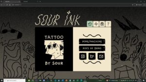 Ema Mlynarčíková Instagram - A website demo from my uni project! I dont actually tattoo! But if I did, I would have a cool half-broken website for it xD