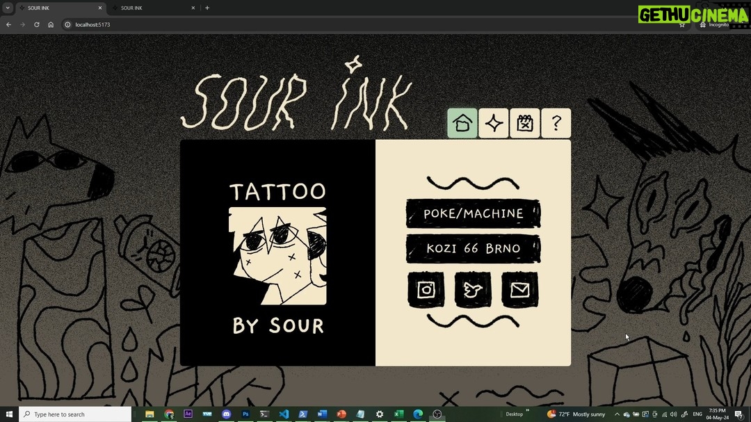 Ema Mlynarčíková - 1.4K Likes - A website demo from my uni project! I dont actually tattoo! But if I did, I would have a cool half-broken website for it xD