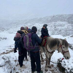 Emelie Forsberg Instagram - High altitude while pregnant and with babies? It's time for a post as I've seen questions every now and then about it!

When I was pregnant with Maj we spent time at 4-5000 meter, I mainly checked my oxygen level in the blood and did not want to be lower than 90 % most times I was 94-96. I'm used to altitude and often adapt very well, so this is important to take in account individually. Otherwise go on feeling- if we listen we are good in knowing what's best for us.

Maj 6 months old tagged along with us to Himalaya and once again the saturation O2 we closely monitored aswell as her overall wellbeing- eating/sleeping. As I was breastfeeding it was also very safe to not catch a 🦠. Maj adapted very well and we went up to 4300 masl.

When Ylva-Li was 2 and Maj 4 we also went to the Himalayas, and we noticed that Ylva-Li needed more time to adapt to altitude, so we just spent more time lower down. 

We carried Ylva-Li and rented a horse for Maj when we did longer hikes to move between villages. 
Maj was a champ on the horse! 

I think you just need to trust your instincts, make reasearch and feel prepared to change plans if needed!
We also have been lucky to have Kilians mum @nuria.burgada with us so that both of us could train well. ❤️