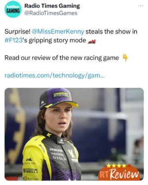 Emer Kenny Instagram - Beeeeep beeeeeeeep! F1 23 comes out tomorrow & your girl is in the driver’s seat! Loved every second of working on this game & can’t wait to play it. Princess Peach, who?!!!