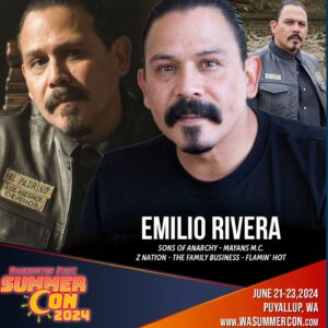 Emilio Rivera Instagram - Washington @wasummercon here we are coming deep @mayansfx @jdpardo @michaelirby and original #soa cast @perlmutations @theorossi #charliehunnam @markboonejunior @realdavidlabrava  See You there . #emiliorivera #elpadrino #mayansmc #mayansfx @primetimeappearances