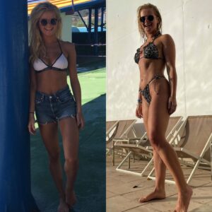 Emily Barker Instagram - Comparison really is the thief of joy 😇

I used to be skinny… Like really skinny! To the point where size 6 clothes were too big for me… and I was genuinely pretty proud of it! 

Being on DWTS for the last 6 years and starting at 18 years old, you’ve probably seen my body change over the years. 

Growing up in the competitive dance world, my relationship with food and how I perceived my body weren’t always positive.

I started competing at 7 and struggled to eat because of the nerves leading up to competitions which led to bad habits with food. At 9 years old I was moved to an older category because the only boy I could dance with in my area was 13 so I competed against older girls, which is where I first began to develop comparison issues. I would analyse my body next to the older girls who were clearly more developed and fitted their skimpier costumes a lot better than 9 year old me. At 14 I stopped competing and fell out of love with the sport and never thought I’d dance again. 

At 17 I took my PT exam with the hope of starting my own fitness business, but 3 months after passing I was offered my first role on a paid dancing gig to travel the world and I just couldn’t refuse. I fell back in love with dancing but began to slip back in to my old mindset of forcing my body to be as small as possible. 

Trying to be skinny is really tough. It’s tough every time you eat a biscuit then you have to run on the treadmill for 30 minutes to burn it off. It’s tough starving yourself for 3 days before a photo shoot then bingeing on anything you can find 24 hours after. It’s tough doing a 2 hour dance show and not eating after incase you look big in your costume the next day. 

This mindset is something I had inter-grained over years of body comparison. I continued this for years of my dance career, until lockdown hit.  I’d finished season 4 of DWTS and decided to get my dumbbells out and start using my PT qualification again and set up @madhotfit.

⬇️ REST OF THE CAPTION IS PINNED BELOW ⬇️