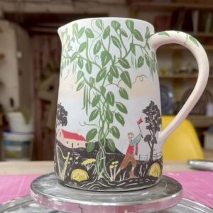 Emily Gravett Instagram - I’ve been working on this jug this week. Ah! I am enjoying it!
#pottery #ceramicsart #fairytaleonaplate #potterylove #jack #and #the #jackandthebeanstalk