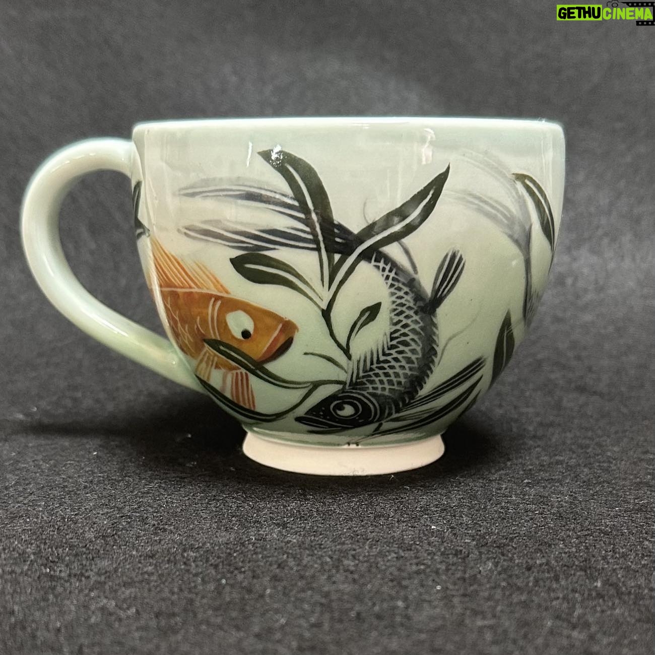 Emily Gravett - 1.8K Likes - I really wasnāt sure how this would work. If the fish would be visible, whether the greens would shade down in the way I wanted, so Iām pretty delighted with how it turned out. #ceramicsart #potterylove #porcelain #outofthekiln #teacupandsaucer