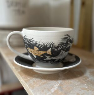 Emily Gravett Instagram - Another waiting to go into the kiln. 
I’m not sure why I’m making teacups and saucers. I drink from mugs! 
#pottery #porcelain #teacupandsaucer