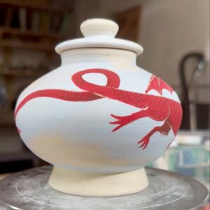Emily Gravett Instagram - A tiny little dragon jar #ceramicsart #pottery #handmade