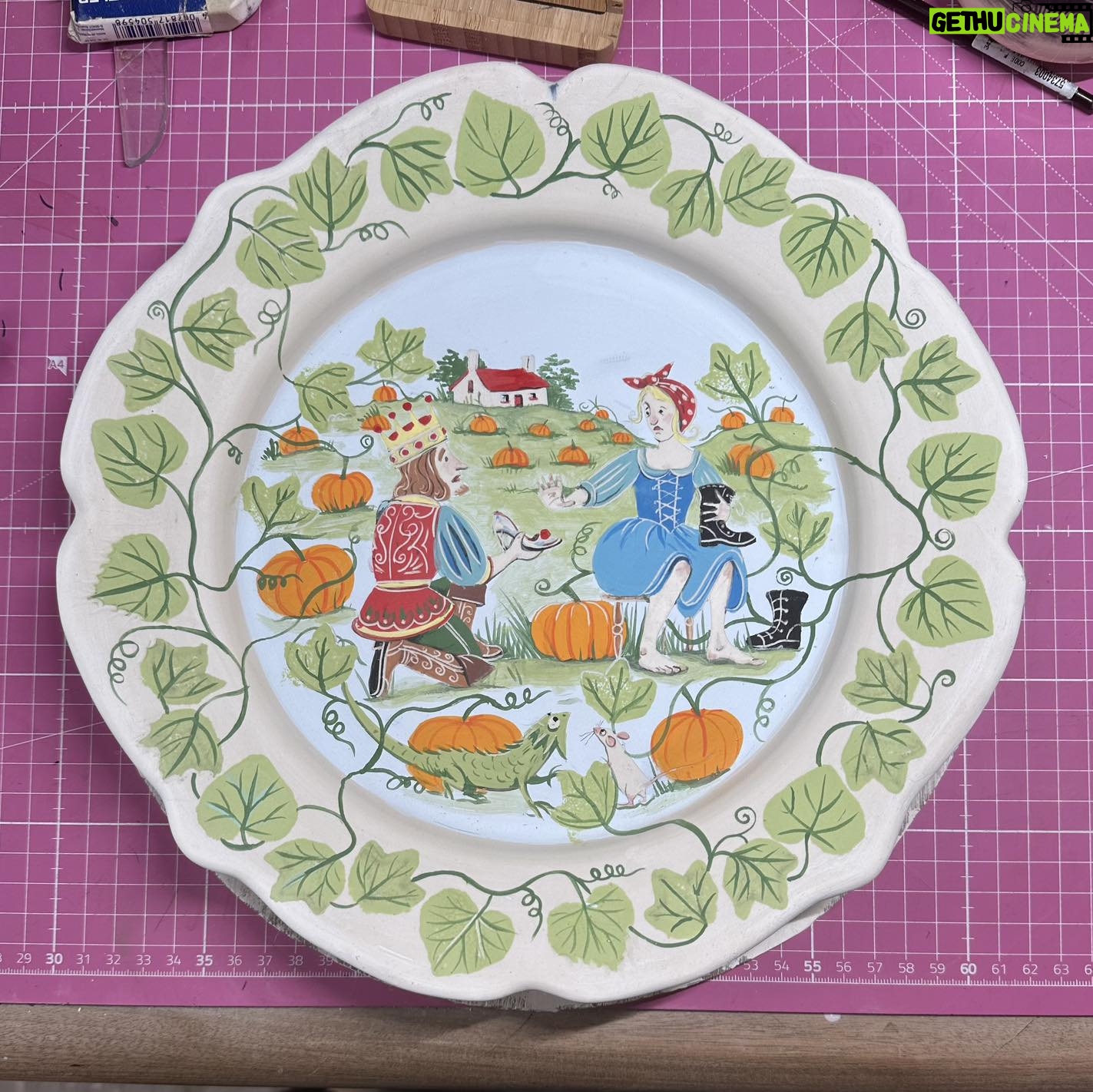 Emily Gravett - 1.4K Likes - Hereās another fairytale plate destined for my wall. If you scroll right you can see the process it went through from start to end- although I am toying with the idea of adding a bit of gold lustre sometime in the future⦠#fairytaleonaplate #potterylove #pottery #ceramicsart #cinderella