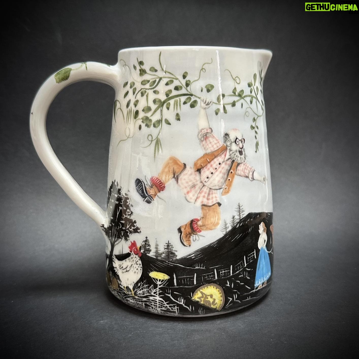 Emily Gravett - 1.1K Likes - Here is the Jack and the Beanstalk jug that I bisque fired last week. Itās been glazed and gold lustre added. #pottery #lustreware #ceramicsart #porcelain #fairytaleonaplate