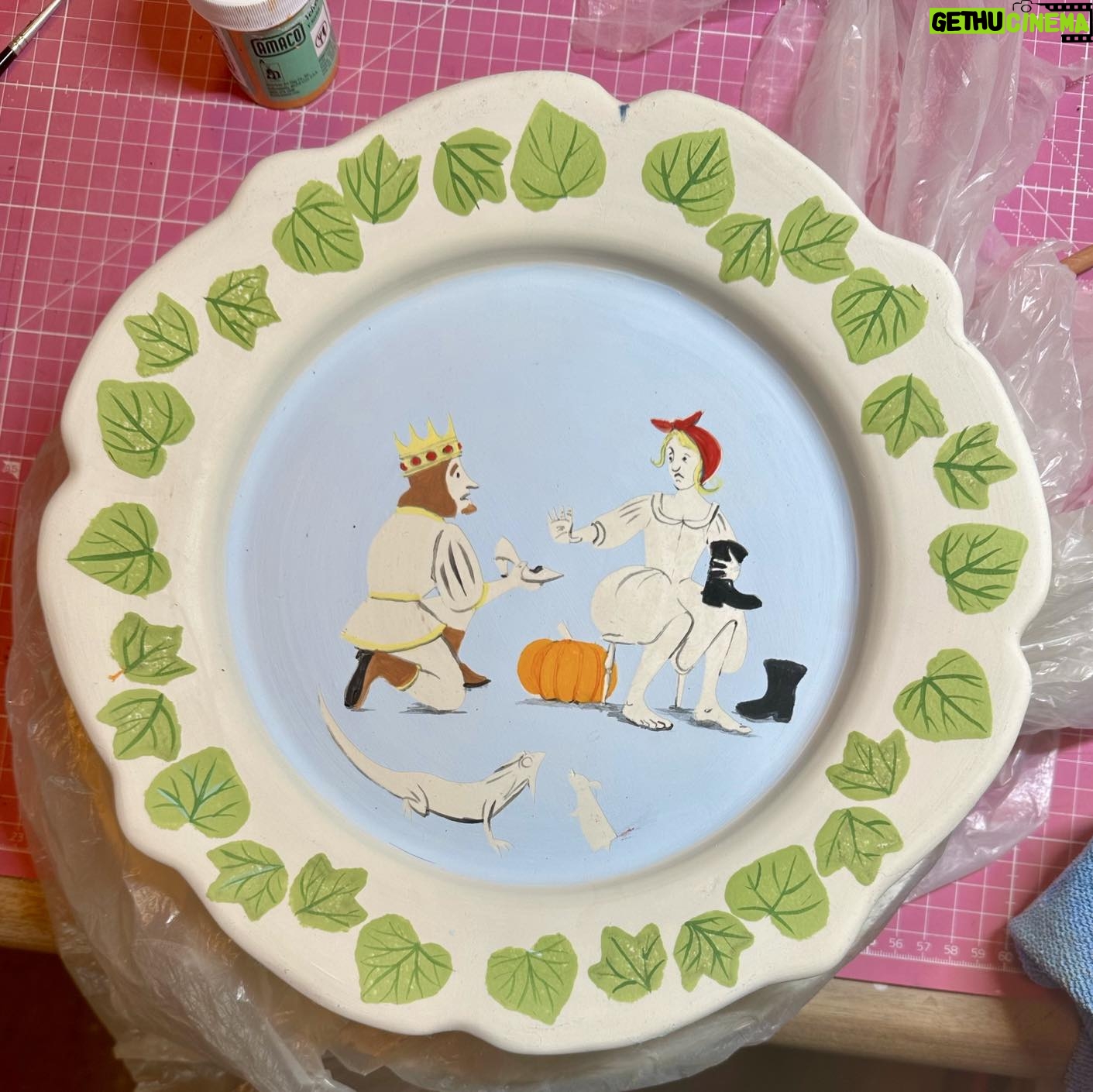 Emily Gravett - 1.4K Likes - Hereās another fairytale plate destined for my wall. If you scroll right you can see the process it went through from start to end- although I am toying with the idea of adding a bit of gold lustre sometime in the future⦠#fairytaleonaplate #potterylove #pottery #ceramicsart #cinderella