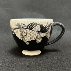 Emily Gravett Instagram - I thought I’d show you something out of my kiln each day this week. Here’s 1 of 2 cup and saucers I made to almost match (they’re the same colours) I’ll show you the other tomorrow  #outofthekiln #potterylove #porcelain