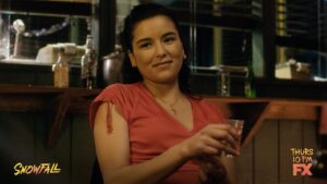 Emily Rios Instagram - I’m smiling puta but I will cut you. #Cheers #SnowfallFX TONIGHT on FX.