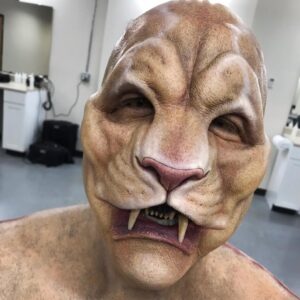 Emily Serpico Instagram - I can’t wait to post the finished photos this week! Tonight wrapped up a really fun makeup! Thank you @rbfx for the beautiful piece! We had such a great time applying! Collaboration with the crazy talented @brian.j.mahoney  So stoked we finally did a makeup together!  Thank you @sgt623  for being the best model one can ask for, and thank you @vampfx for hosting! Your facility is a makeup artist’s dream! 
Teeth made by @brian.j.mahoney 
#rbfx #prostheticmakeup #makeup #lion #lionmakeup #beast