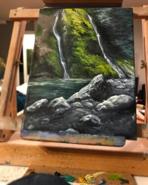 Emily Serpico Instagram - WIP 🌲🌲 #oilpainting #pnw #pnwonderland #painting #canvas #forest #