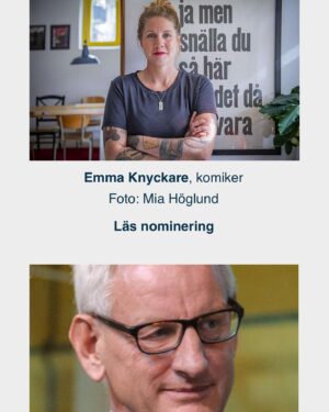 Emma Knyckare Instagram - Jojo det har viskats på stan. Att rolfstorparen och universaltramsbyxan Emma Margareta knyckare är nominerad till den mest prestigefyllda och viktigaste utnämningen i världshistorien-”årets hallänning”. Jag påbörjar nu min massiva valkampanj om att likt Bockstensmannen få vila bakom glas (i en tavla på Halmstads flygplats) grab em by the pussy! Dags att mobilisera! 

Ps: hade gärna röstat på Fridolina Rolfö- en sann hjälte, men tyvärr kommer jag rösta på mig själv. 

Pps: Carl Bildt kommer gråta och be om nåd

Länk till röstningen i bio