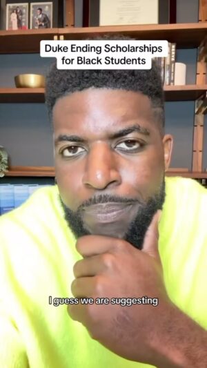 Emmanuel Acho Instagram - Devastating news coming out of @dukeuniversity. This is a huge set back for education equity. Remember family, property and education are the 2 primary ways to attain wealth. 

#educationequity #dei #duke #blackstudents #scholarship