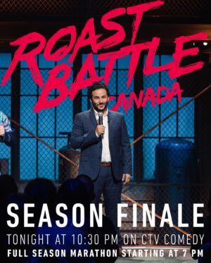 Ennis Esmer Instagram - Tune in to the season finale of #RoastBattleCanada tonight at 1030pm to see the many faces of a host just trying to come to terms with what happens on that stage when @huntercomedy battles @courtneyjgilmour. 

Full season marathon begins at 7pm for all of you truly sick people out there.