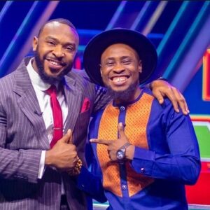 Enyinna Nwigwe Instagram - Many thanks to our celebrities @trikytee and @baajadebule for coming on the @pyramidgameshowng ⛰️

Now to the question of the day, who’s smile steeze & composure you feeling?

.
.
.
.
.
.
.
.
.
.

Here are the viewing times for the #pyramidgameshownigeria 

Saturdays: AM Showcase | 6:30 pm WAT
Saturdays: AM Family | 7:00 pm WAT

Tuesdays: AM Showcase | 11:30 am WAT
Wednesday : AM Family | 2:00 pm WAT

Repost @pyramidgameshowng