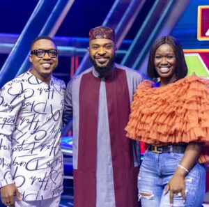 Enyinna Nwigwe Instagram - Happiness is when you make lots & lots of money having fun with your favorite celebrities! Congratulations to the winners 🎊

Thanks for bringing your awesome energy to the show! @realwarripikin @aproko_doctor 
.
.
.
.
.
.
.
Watch Pyramid Game Show, every Saturday on African Magic Showcase Ch 151 6:30 pm WAT and African Magic Family Ch 154 by 7:00 pm WAT

Repeats on African Magic Showcase Channel 151  Tuesdays 11.30am WAT 

African Magic Family Channel 154 Wednesdays 2PM WAT

Follow @pyramidgameshowng to win prizes from home!