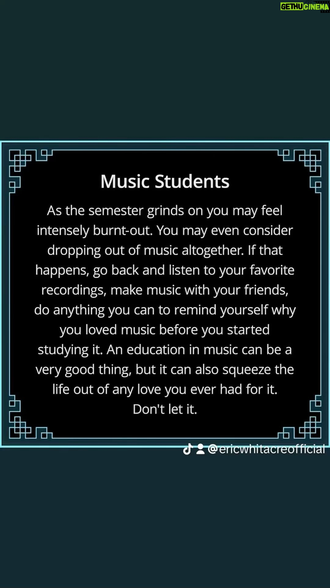 Eric Whitacre - 18.8K Likes - My semi-annual reminder to music students (and teachers). Somehow feels like we need it a little earlier this year.