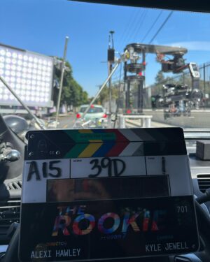 Eric Winter Instagram - Out on these streets in the heat puttin in that pod car work! Little BTS on what it looks like to the real world. @therookieabc #streetsofla #bradford #patrol #therookie