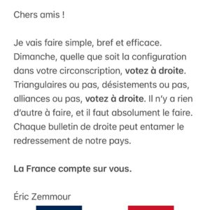 Éric Zemmour Instagram - Dimanche, votez à droite !

#legislatives2024