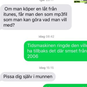 Erik Johansson Instagram - @moonlightmoney inte fan vet jag? Göra vad du vill med den? Den är ju där? Vad ska du göra? Printa ut låten i 3D? Bygga en jävla staty av låten? Fattar inte frågan! Å varför mina sms EPA-gröna när jag pratar med dig? Är det för att du är en Android-mupp? Varför ställs ens frågan till MIG? Är jag ljudtekniker? Dataingenjör? Jag kan inte ens koppla in en digitalbox utan allt går sönder i hela hemmet. Dessutom: SPRÅKET, MÅNS!! (att pissa sig själv i munnen är även VÄLDIGT svårt och jobbigt och det kommer inte att ske)