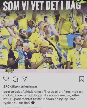Erik Johansson Instagram - Fan jag kommer verkligen sakna skakiga mobilklipp från folk som inte kan närvara på en fotbollsmatch utan att spraya sönder sin upplevelse genom sin jävla lur. Kan det här förbudet börja gälla konserter också så man slipper se folks usla konsertklipp kan jag dö lycklig. (Försten att säga demokratifråga vinner en död ekorre)