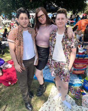 Erin Lee Carr Instagram - happy pride from my sweet polycule 2 u @mish_pie @malblum 
at gay prom aka dyke day! thank you to everyone to makes the event happen. one of the best days of the year!! 🩷🩷