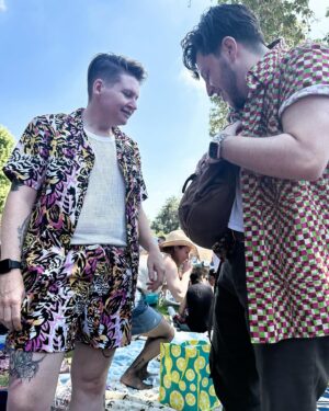 Erin Lee Carr Instagram - happy pride from my sweet polycule 2 u @mish_pie @malblum 
at gay prom aka dyke day! thank you to everyone to makes the event happen. one of the best days of the year!! 🩷🩷