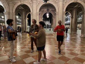 Erlend Øye Instagram - A little presentation of La Comitiva: we started in 2018, when Marco, Stefano and Luigi joined my Chilean and Argentinian tour. The tour got longer and longer, while our repertoire together grew and grew. We visited Colombia and ended in Mexico. Back in our hometown of Siracusa, Sicily, Italy, we continued playing and writing songs together. 
Here you can see clips from our music videos and some photos from the 3 years we’ve been a group. This 30th of December we will be all together again for a show at Crania, Baja California Sur, adding another exciting location to our list of places. @lacomitiva.band @maccucciu @craniareclaim @stefanoortisi @luigi_orofino