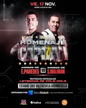 Esteban Paredes Instagram - Aquí nuestro capi7an @e.paredes7 ⚽️ nos invita a  su Tour Homenaje en la Ciudad de Copiapó ☀️ donde estará junto a varios amigos del fútbol.

Amigos de E.Paredes vs Amigos de S.Malbran

📆 17 Nov 23
🕖 20:00 hrs.
📍 Estadio Luis Valenzuela Hermosilla
🎫 Serviticket.cl (link en la bio)