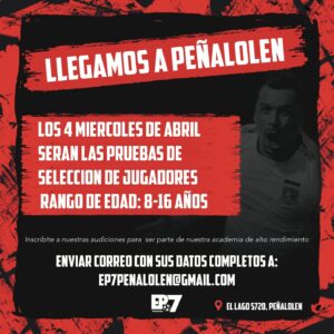 Esteban Paredes Instagram - ¡Atención futuras estrellas del fútbol en Peñalolén! 🌟
 
¡Abrimos nuestras puertas para descubrir y desarrollar el talento de niños y niñas de 8 a 16 años! ⚽
 
Únete a nuestra familia de campeones en nuestra nueva sede y sé parte de la élite del fútbol infantil. 🏆
 
Entrenamientos de primer nivel, Profesores expertos y un ambiente de aprendizaje excepcional te esperan.
 
¡No dejes pasar esta oportunidad para brillar en la cancha! 💫 
¡Inscríbete ya y comienza tu camino hacia el éxito deportivo! 🚀