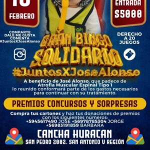 Esteban Paredes Instagram - Todos con José Alonso 💜 Este sábado 10 de febrero a las 19:30 horas se realizará el Bingo solidario para este pequeño que padece Atrofia Muscular Espinal. Para ir en ayuda Esteban Paredes dispuso de una camiseta de San Antonio Unido firmada por él y las figuras lilas y también una de Colo-Colo con la firma del Tanque. 

Está y otras sorpresas estarán a disposición de quienes asistan a este evento solidario que se desarrollará en el Estadio de Huracán de Llolleo.

@juntosxjosealonso
#JuntosXJoseAlonso