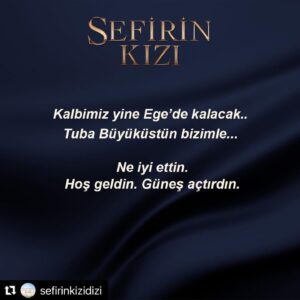 Eylem Canpolat Instagram - #Repost @sefirinkizidizi with @make_repost
・・・
Kalbimiz yine Ege’de kalacak.. Tuba Büyüküstün bizimle... 

Ne iyi ettin. Hoş geldin. Güneş açtırdın.
@startv @ngmediatv @o3medya @tubabustun.official