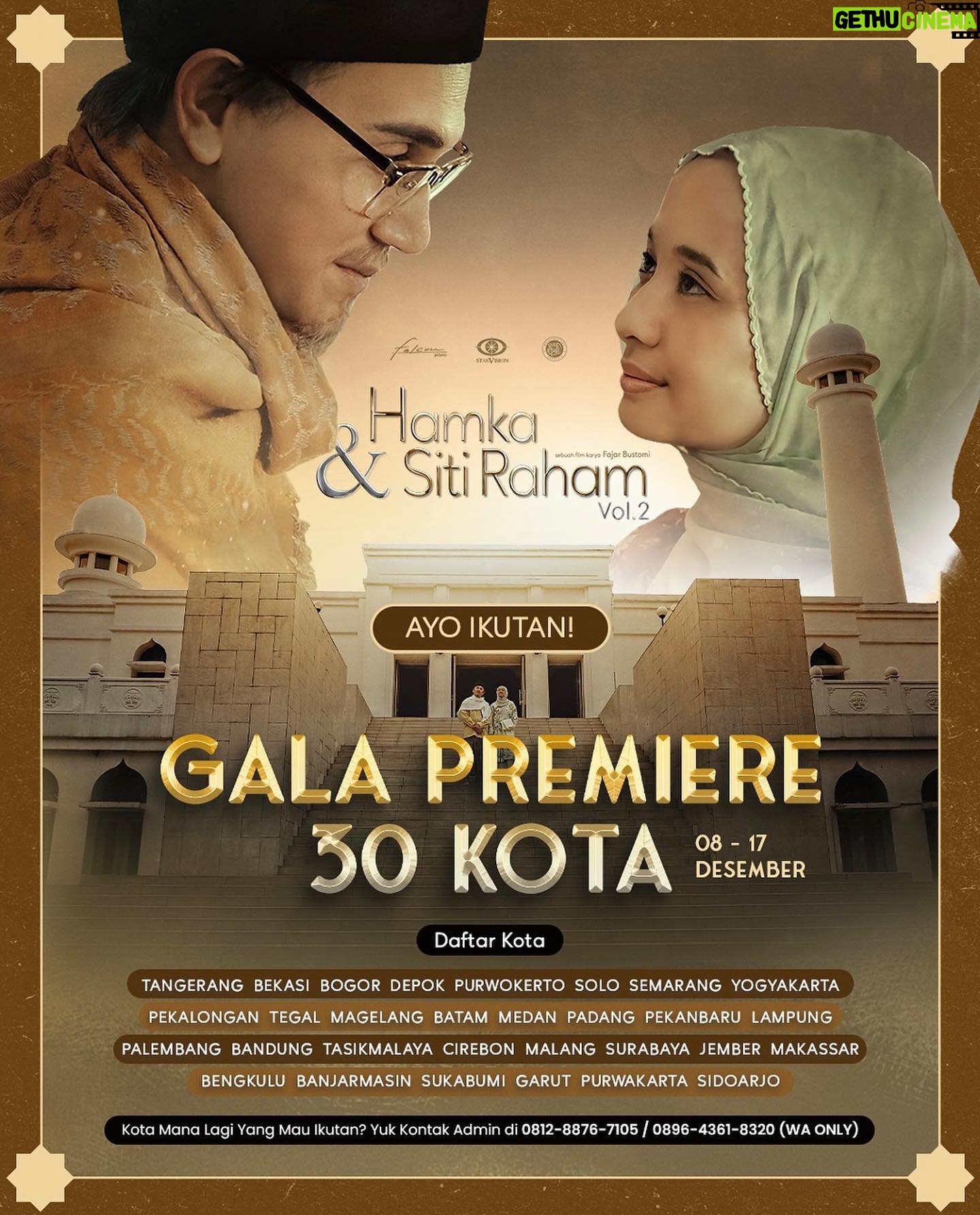 Fajar Bustomi - 714 Likes - GALA PREMIERE 30 KOTA film “Hamka & Siti Raham Vol.2” pada 08 - 17 Desember 2023 🤩🥳
Yuk cek daftar kotanya di bawah ini :
Tangerang Bekasi Bogor Depok Purwokerto Solo Semarang Yogyakarta Pekalongan Tegal Magelang batam Medan Padang Pekanbaru Lampung Palembang Bandung Tasikmalaya Cirebon Malang Surabaya Jember Makassar Bengkulu Banjarmasin Sukabumi Garut Purwakarta Sidoarjo.
Jangan lupa komen kalau Ada kota kalian yah, dan buat yang pengen nobar tapi kotanya gak ada di daftar langsung kontak mimin pada jam kerja di nomer ini
✅0812-8876-7105 (WA ONLY)
✅0896-4361-8320 (WA ONLY)
Jika ada pertanyaan lainnya silahkan tulis dibawah!
Sampai jumpa di Gala Premiere film “Hamka & Siti Raham Vol.2” 🥰