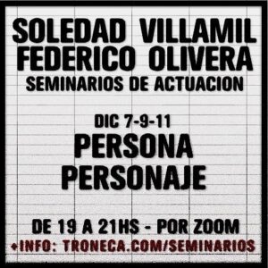 Federico Olivera Instagram - Hola qué tal. Espero que le lleves lo mejor posible en estos tiempos delirantes. Te cuento que junto a  Sole Villamil  vamos a hacer un seminario intensivo. El eje del trabajo va a estar focalizado en la búsqueda y definición de un  personaje.  Van a ser tres días. No hace falta tener experiencia previa. Si te interesa contactate con nosotros en www.troneca.com