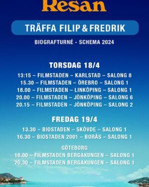 Filip Hammar Instagram - I går fick Kronprinsessan och Prins Daniel träffa Sveriges just nu i särklass största filmstjärnor. De såg ”Den Sista Resan” tillsammans och njöt sen av en lång, uppsluppen middag på Haga Slott. Skratten haglade och pappa levererade stories som i fornstora dar. I helgen fortsätter denna ofattbara och osannolika resa. Kom och träffa mig och Fredrik i nån av städerna vi besöker. Swipa för schema!
