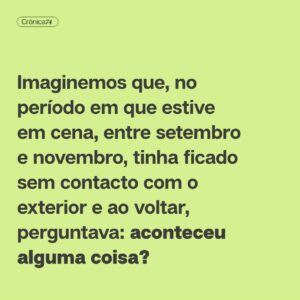 Filipe Vargas Instagram - É genuíno afirmar que, durante este tempo, o mundo ficou um sítio pior. Assim como é genuíno perguntarmo-nos, perante todo este descalabro moral, social, ambiental e humano, se valerá a pena continuar a subir a um palco, esculpir uma pedra, gritar 3, 2, 1 acção, pintar uma tela, encher de música uma sala de espectáculos, escrever um poema.

Crónica de Filipe Vargas.
➡️ Lê tudo em setentaequatro.pt