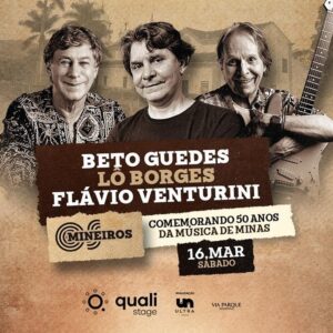 Flávio Venturini Instagram - 🚨🚨VENDAS ABERTAS PARA 16/03/2024🚨🚨

No sábado 16 de março-24, @loborgesoficial, @flavioventurinioficial e @betoguedes.oficial vão comemorar os 50 Anos da Música de Minas no palco do Qualistage (Rio)!

No repertório dos 3 shows estão as canções que fizeram história na música brasileira, além de novas composições que seguem encantando todo o país.

🎟️ Garanta já o seu ingresso no site qualistage.com.br ou no link na bio.

#qualistage #show #loborges #flavioventurini #betoguedes #rj