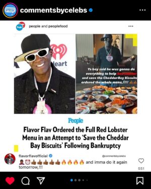 Flavor Flav Instagram - FLAVOR FLAV::: ya boy wasn’t joking,,, went back again and ordered the whole menu for my family and I at RED LOBSTER where they treat ya like family,,, shout out to Kim, Riannon, and my man Jesus for taking care of us. For all the haterz,,, also ordered the whole menu to go to hand out to those in need. 👍🏾👍🏾👍🏾👍🏾👍🏾