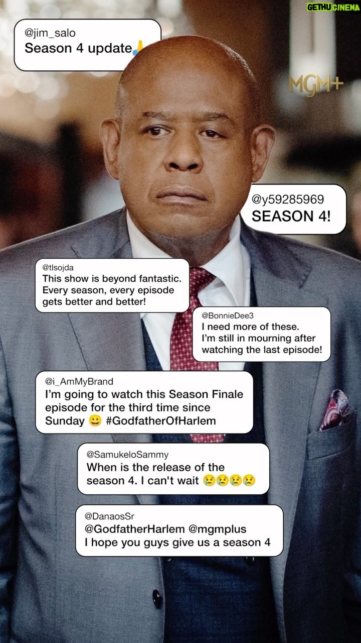 Forest Whitaker - 3.2K Likes - See you soon! Season 4 of #GodfatherOfHarlem is coming to @mgmplus next year.