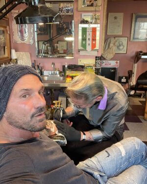 Frank Grillo Instagram - Me and my dude @markmahoney_ssc. I love this guy. An original like no other. Oh. And the GOAT @shamrocksocialclub #momentomori