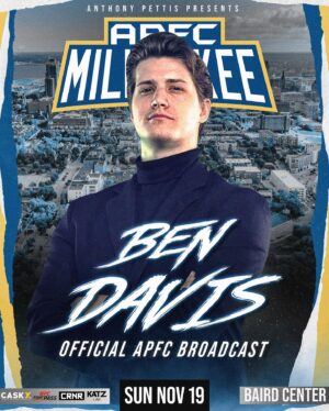 Frank Mir Instagram - Your Favorite Broadcast Team’s Favorite Broadcast Team 🚨

Top UFC Welterweight and future title challenger Belal Muhammad returns to the APFC booth Sunday night! 

Former UFC Champion and one of the best heavyweights ever Frank Mir makes his first appearance on the panel!

Jason Anik is back to bring some of the best calls in the game live to our APFC Faithful from Milwaukee! 

Ben “The Bane” Davis returns to the booth fired up as ever and ready to bring you all of the year-ending action!

Finally, MC Michael Hanson will have the crowd and the viewing audience in tune with all in ring announcements!

Our commentary panel is ABSOLUTELY STACKED!! Join us on UFC Fight Pass Sunday night to not miss a second of the action at #APFC9 😤