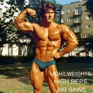 Frank Zane Instagram - The best way to avoid excessive muscular and joint soreness is to train with lighter weights, higher reps, and slower movements, especially negatives. I’m finding that training with light weights is fun! Learn more on frankzane.com