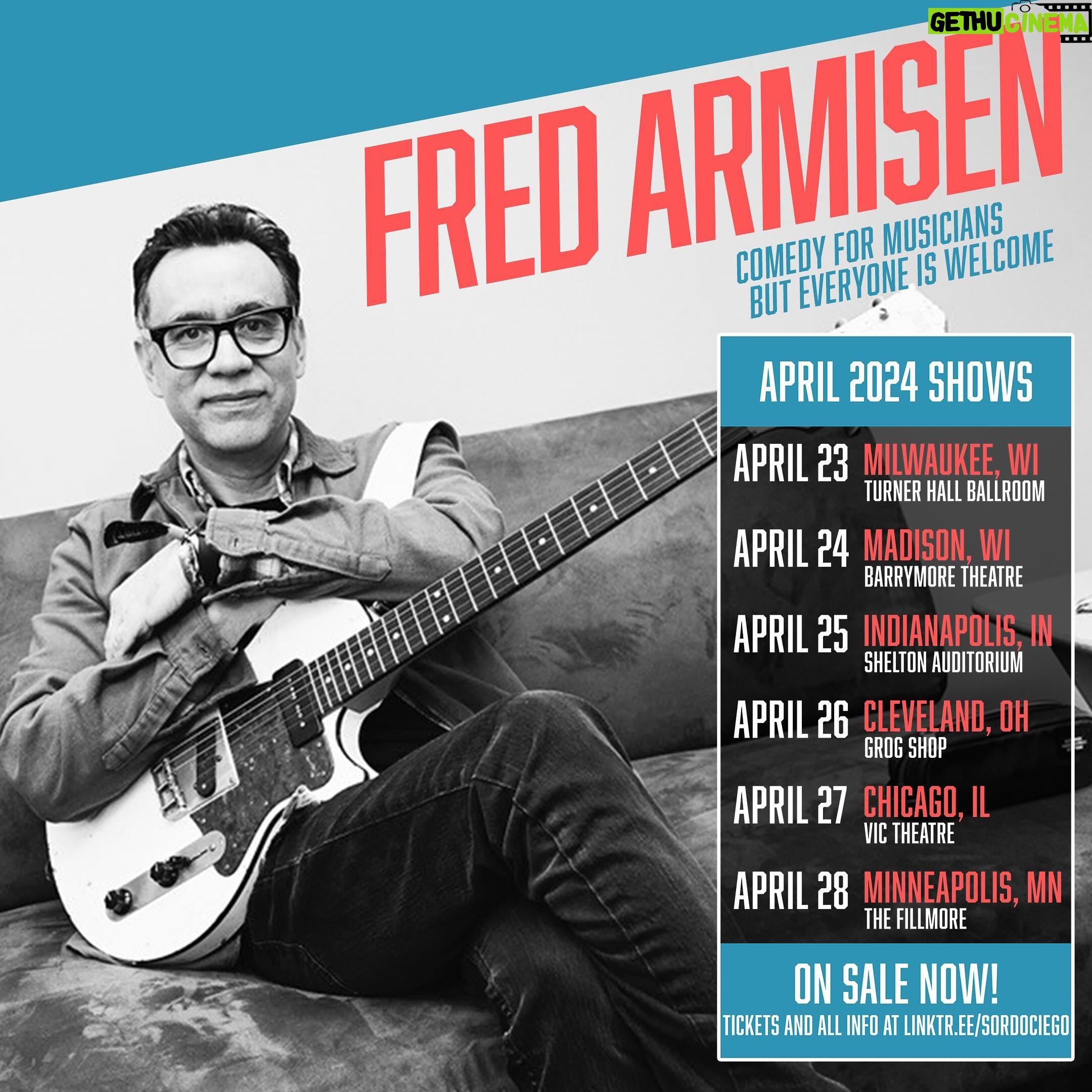 Fred Armisen - 5.3K Likes - W/special guest @theeazita
@pabsttheatergroup
@barrymoremsn
@butlerartseventscenter
@thegrogshop
@thevicchicago
@fillmorempls
Also playing @eclipticfestival 4/7